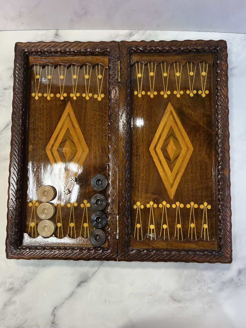  تخته نرد چوبی منبت کاری 