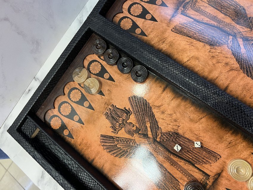  تخته نرد چوبی چرمی طرح هخامنیشی 