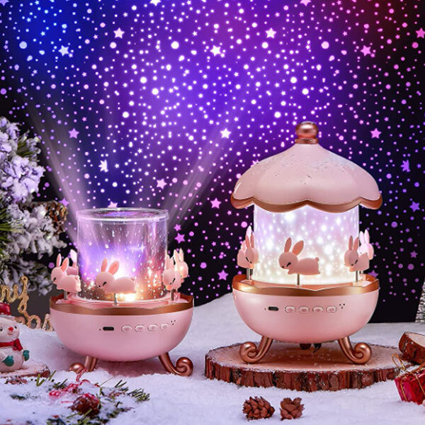  چراغ خواب کاروسل موزیکال طرح چرخ و فلک starry sky مدل WH-E11 