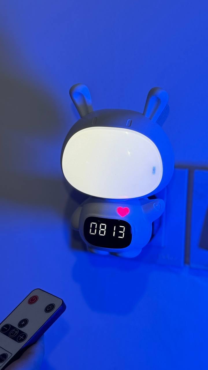 چراغ خواب ساعت دار ریموت کنترلی طرح خرگوش