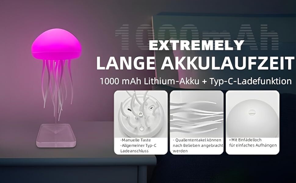  چراغ چتر دریایی Eteslot، چراغ چتر دریایی، چراغ های حالت، چراغ شب LED با چتر دریایی زیبا، گرادیان رنگ RGB، قابل شارژ، چرا 