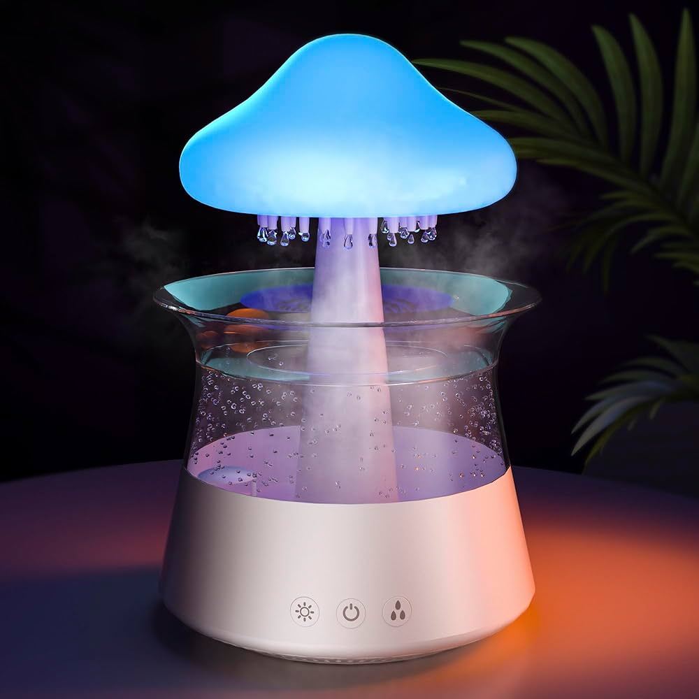  آبنما و بخور سرد، رطوبت ساز، شبیه ساز صدای باران مدل قارچ 