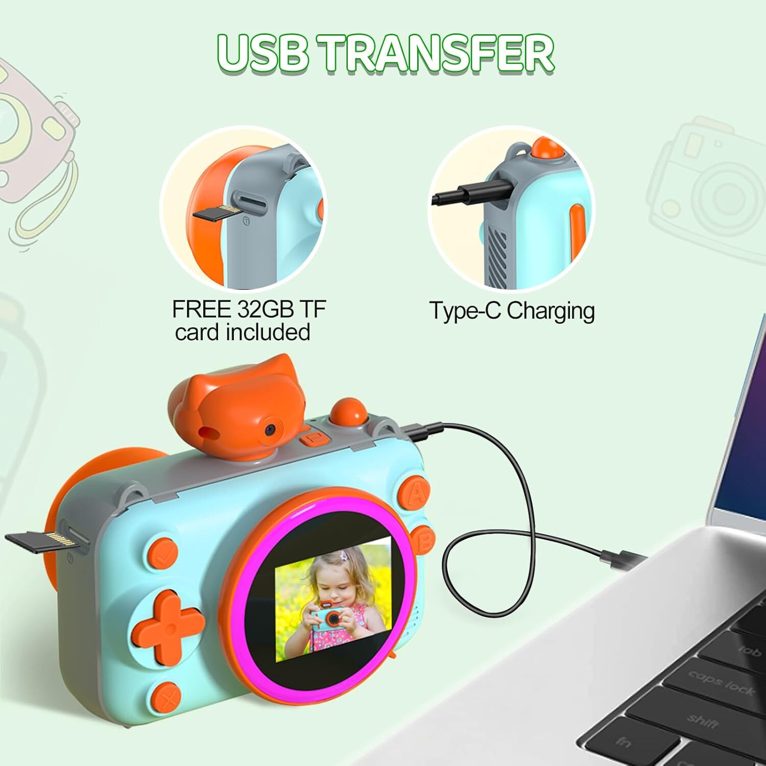  دوربین چاپ فوری کودکان مدل Kids Camera Instant Print M1 【دوربین چاپ فوری کودکان بدون جوهر】 دوربین فوری 
