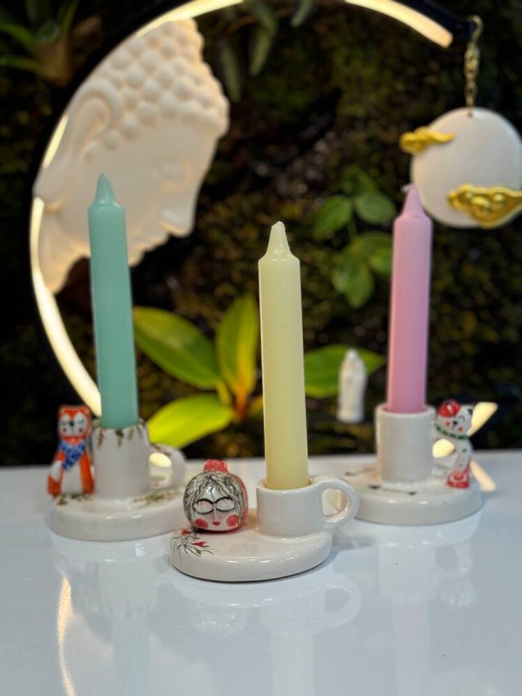 جا شمعی سرامیکی لعاب دار