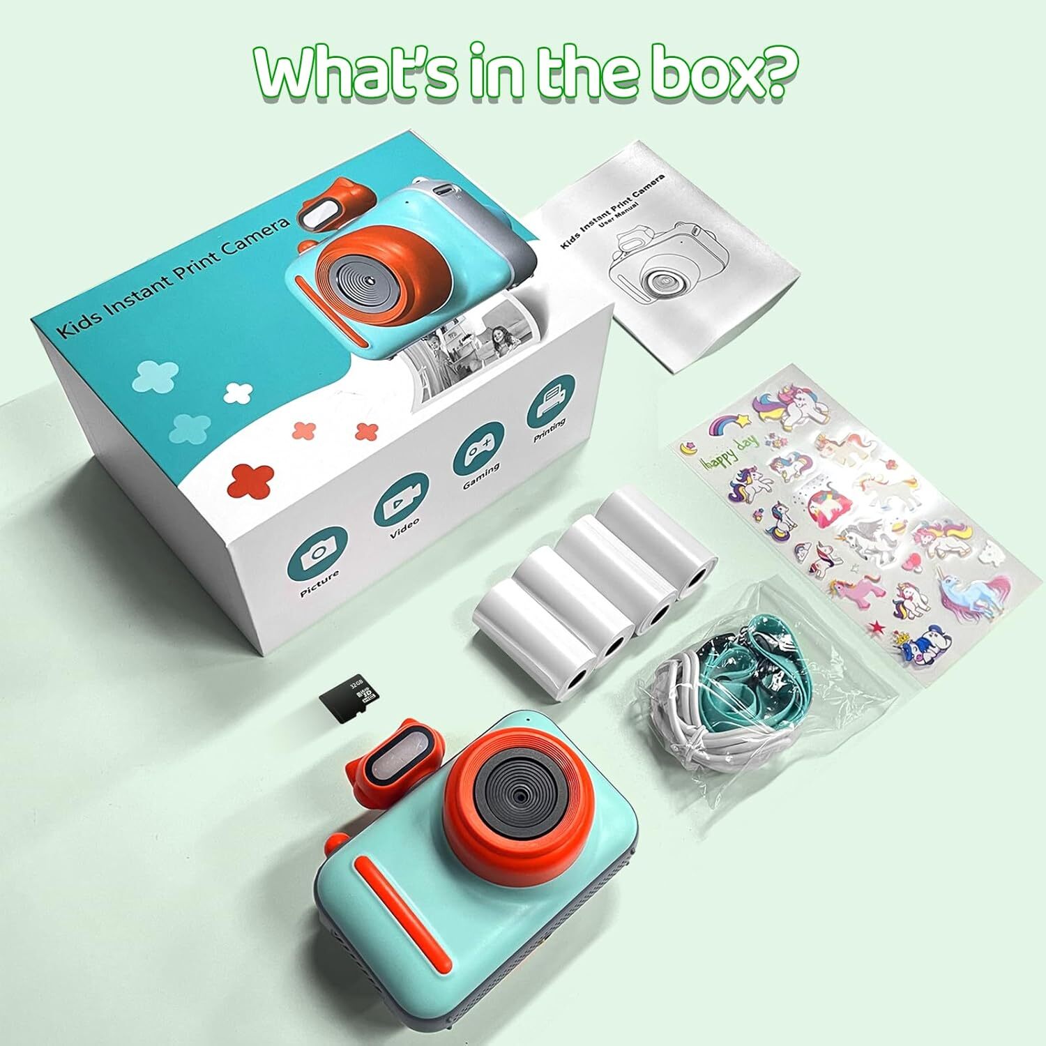  دوربین چاپ فوری کودکان مدل Kids Camera Instant Print M1 【دوربین چاپ فوری کودکان بدون جوهر】 دوربین فوری 