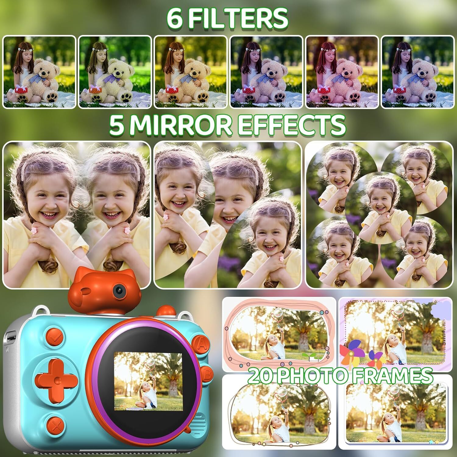  دوربین چاپ فوری کودکان مدل Kids Camera Instant Print M1 【دوربین چاپ فوری کودکان بدون جوهر】 دوربین فوری 