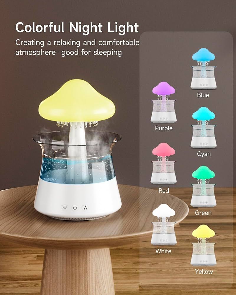  آبنما و بخور سرد، رطوبت ساز، شبیه ساز صدای باران مدل قارچ 