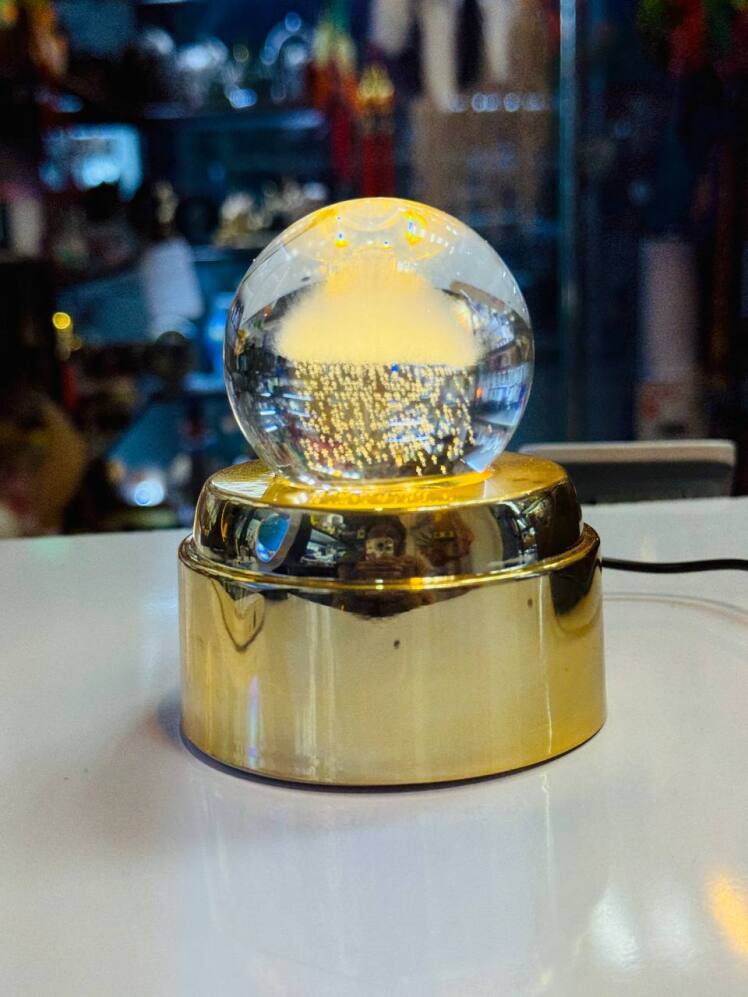 گوی کریستالی چرخشی موزیکال طرح ابر و باران