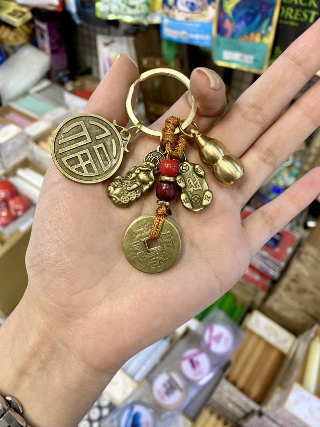  جاکلیدی فنگ شویی وزغ، کدو،سکه ایچینگ برنجی 