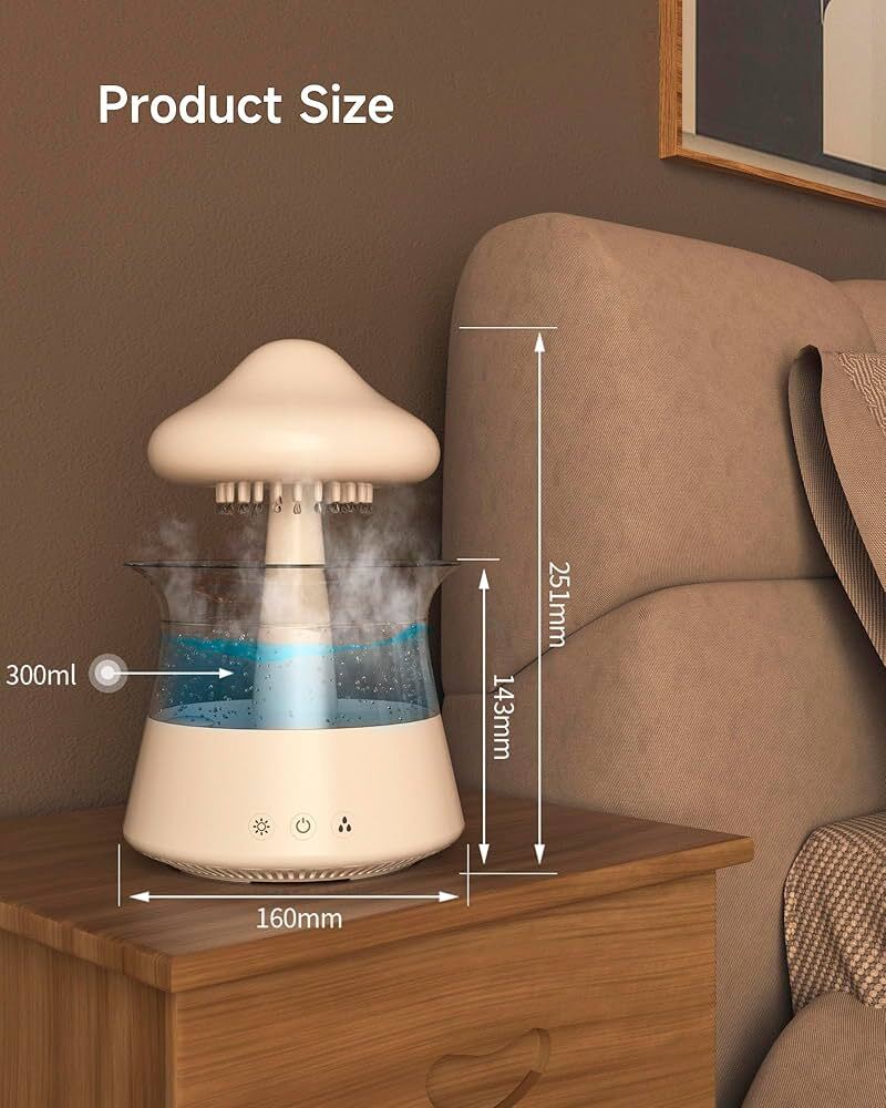  آبنما و بخور سرد، رطوبت ساز، شبیه ساز صدای باران مدل قارچ 