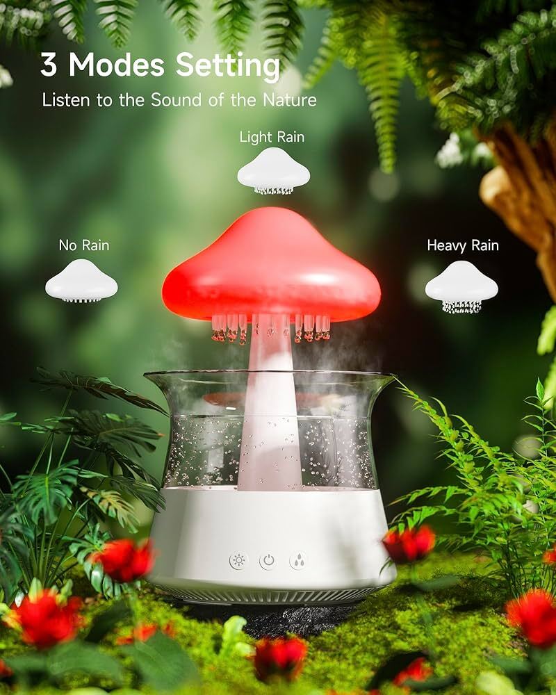  آبنما و بخور سرد، رطوبت ساز، شبیه ساز صدای باران مدل قارچ 
