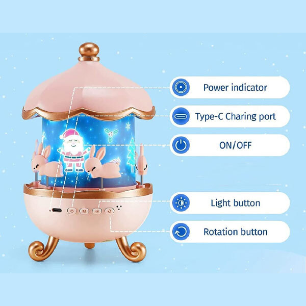  چراغ خواب کاروسل موزیکال طرح چرخ و فلک starry sky مدل WH-E11 